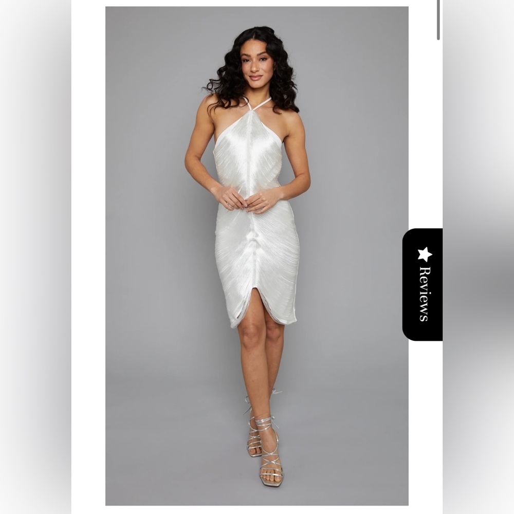 NWT Rare London White Fringe Detail Halter neck Mini dress